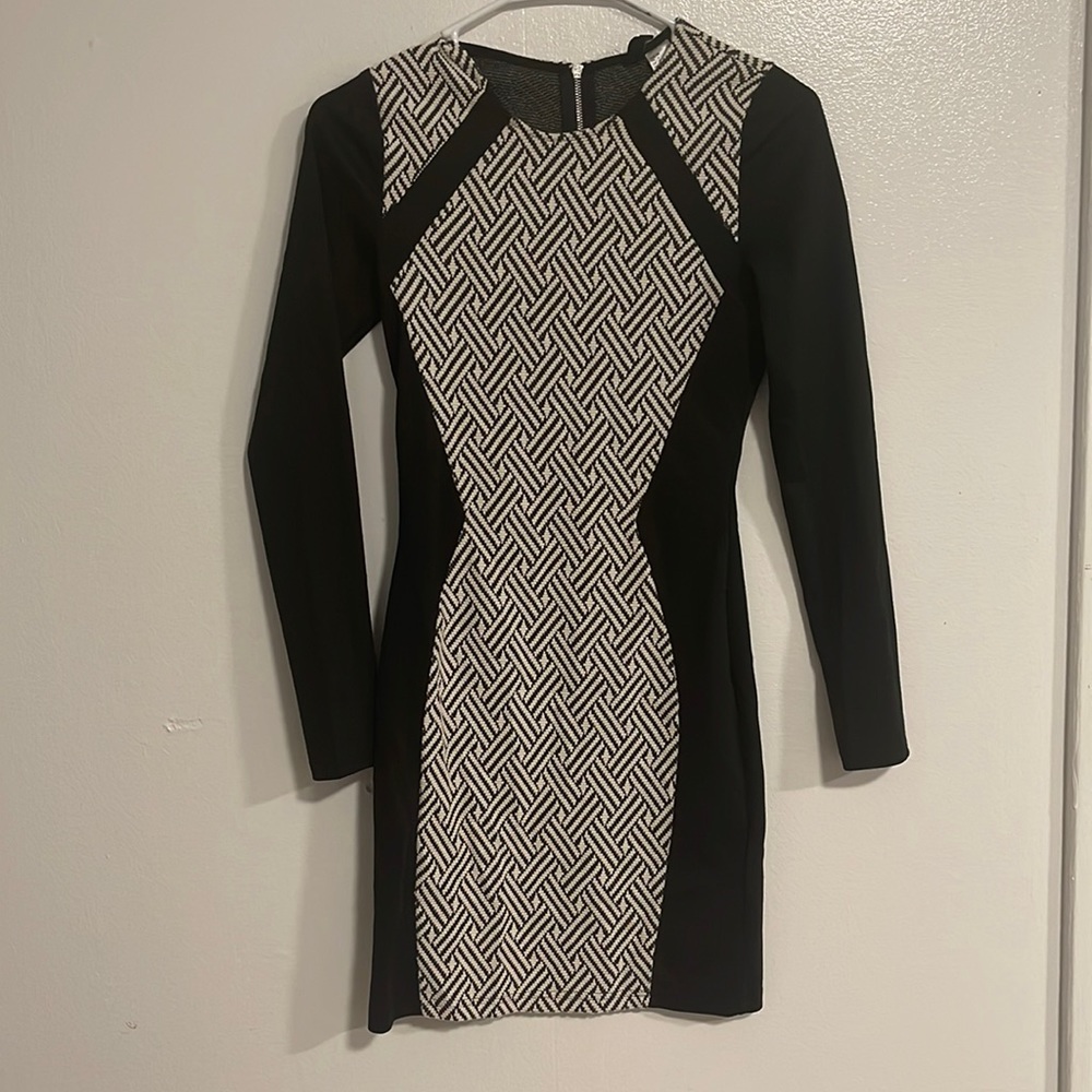 Divided black and white bodycon dress